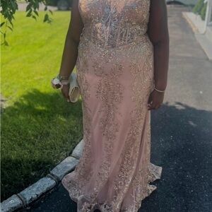 Elegant Gold Sequins Corset Evening Gown Mermaid  size XXL 22-24